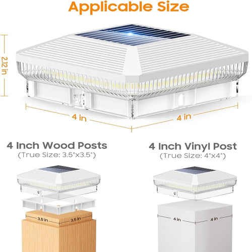 "Solar Post Cap 6/12-Pack, 40-LED 30-Lumen 4x4 Fence Lights"