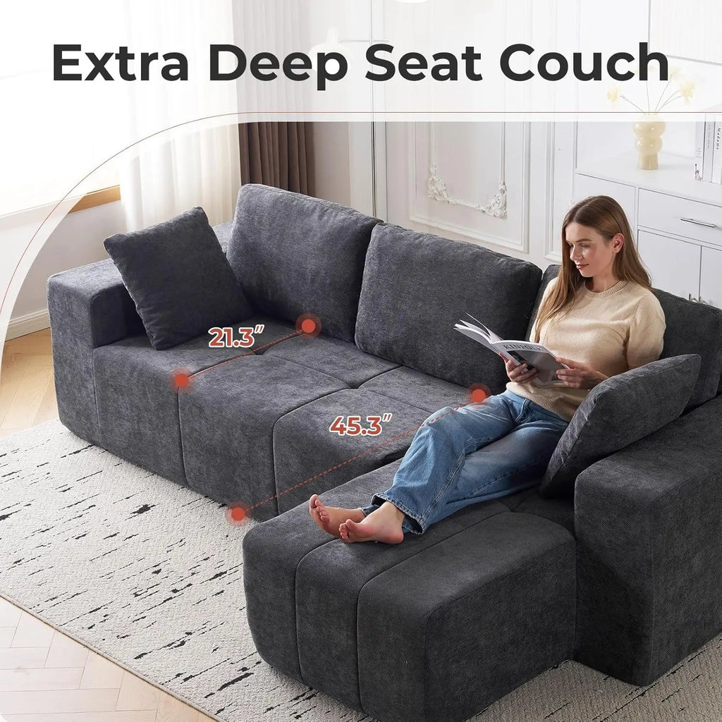 Cloud Modular L-Shape Sectional Sofa Chenille Upholstered