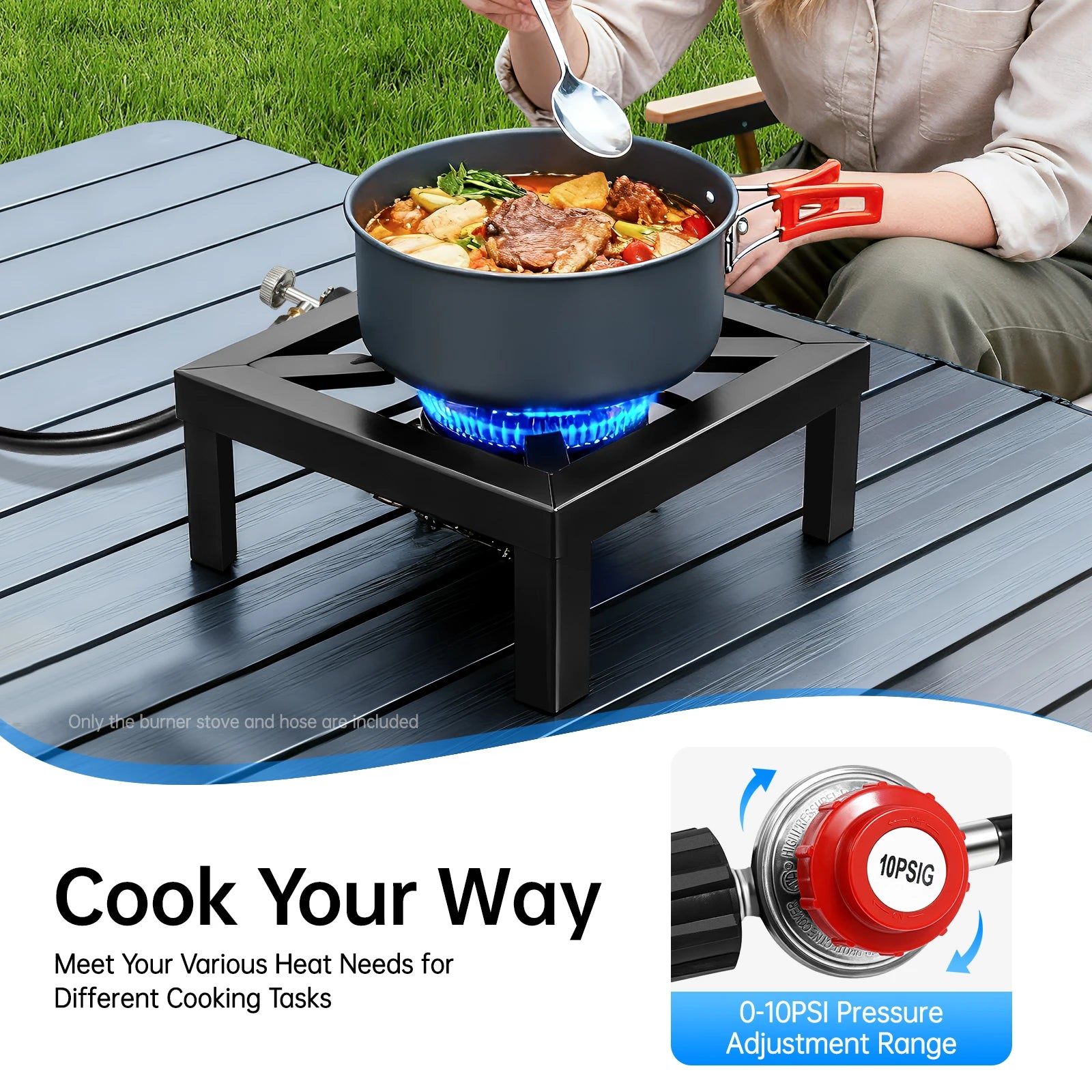 Portable Double Burner Outdoor Gas Stove Propane Cooker