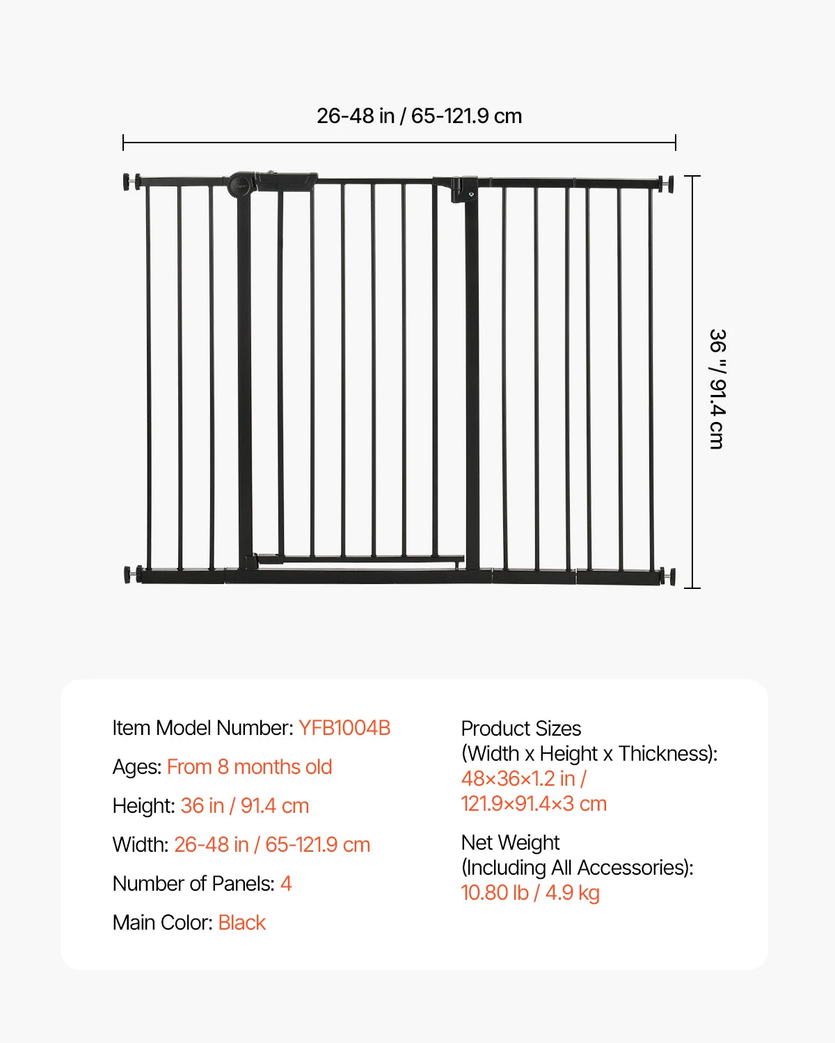 Baby Gate 28/30/36 Inches High Baby Gate