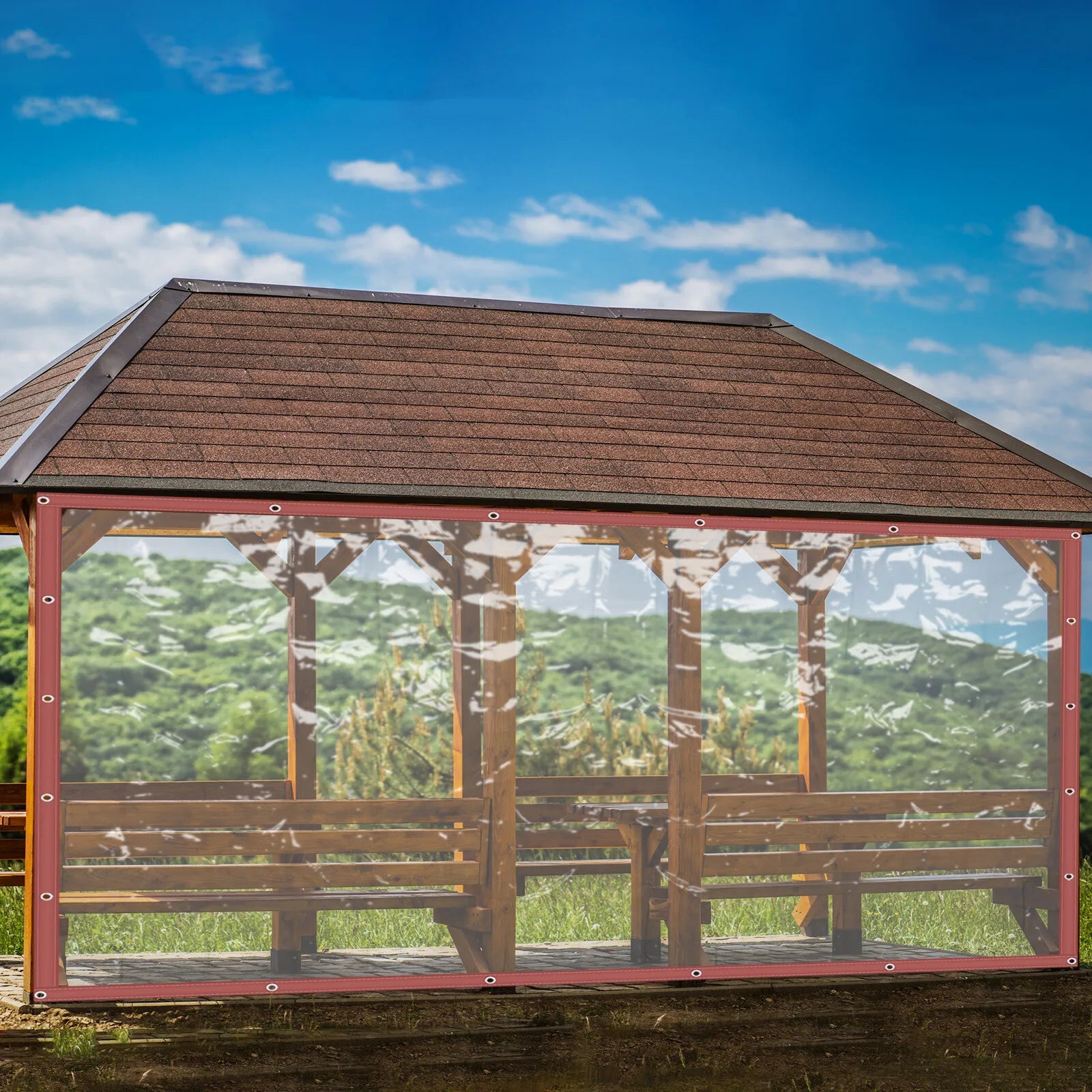 Brown Rainproof Clear Awning Canopy Deck Cover