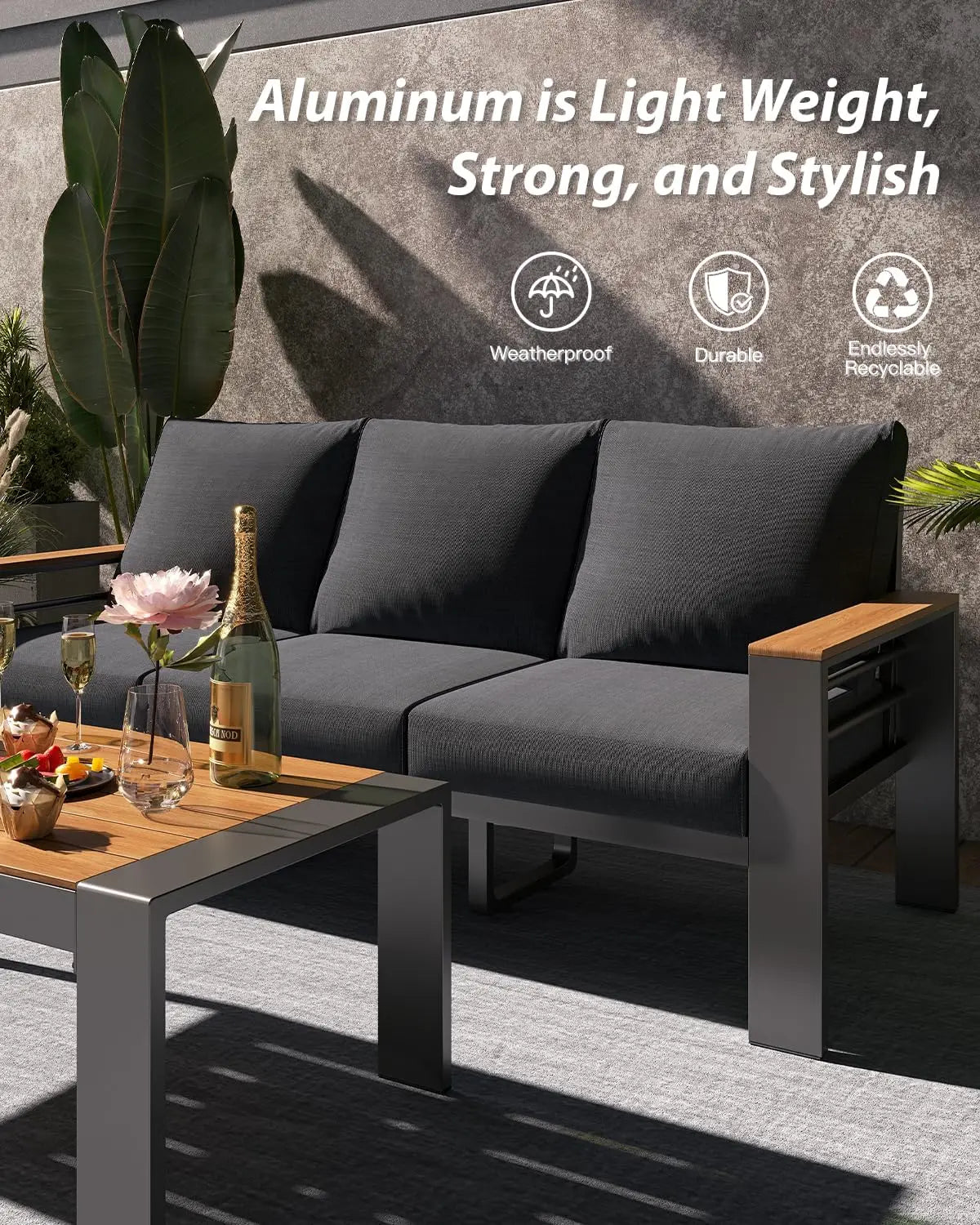 4 piece Aluminum Outdoor Patio Furniture Set