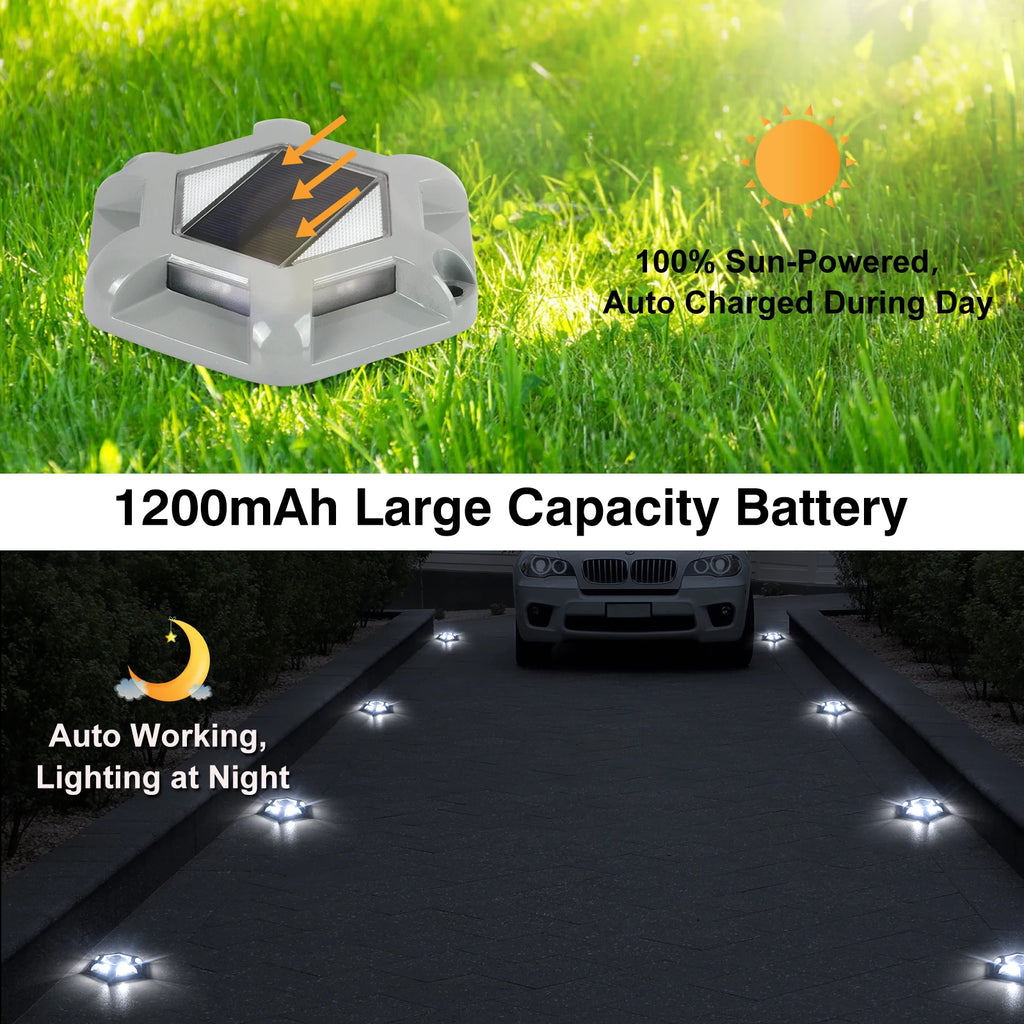 4pcs Blue/Cold White Solar Driveway Lights