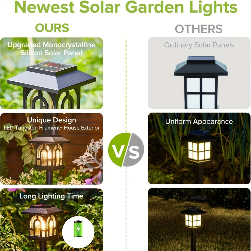 6/10 Pack Solar Pathway Lights Outdoor Auto On/Off