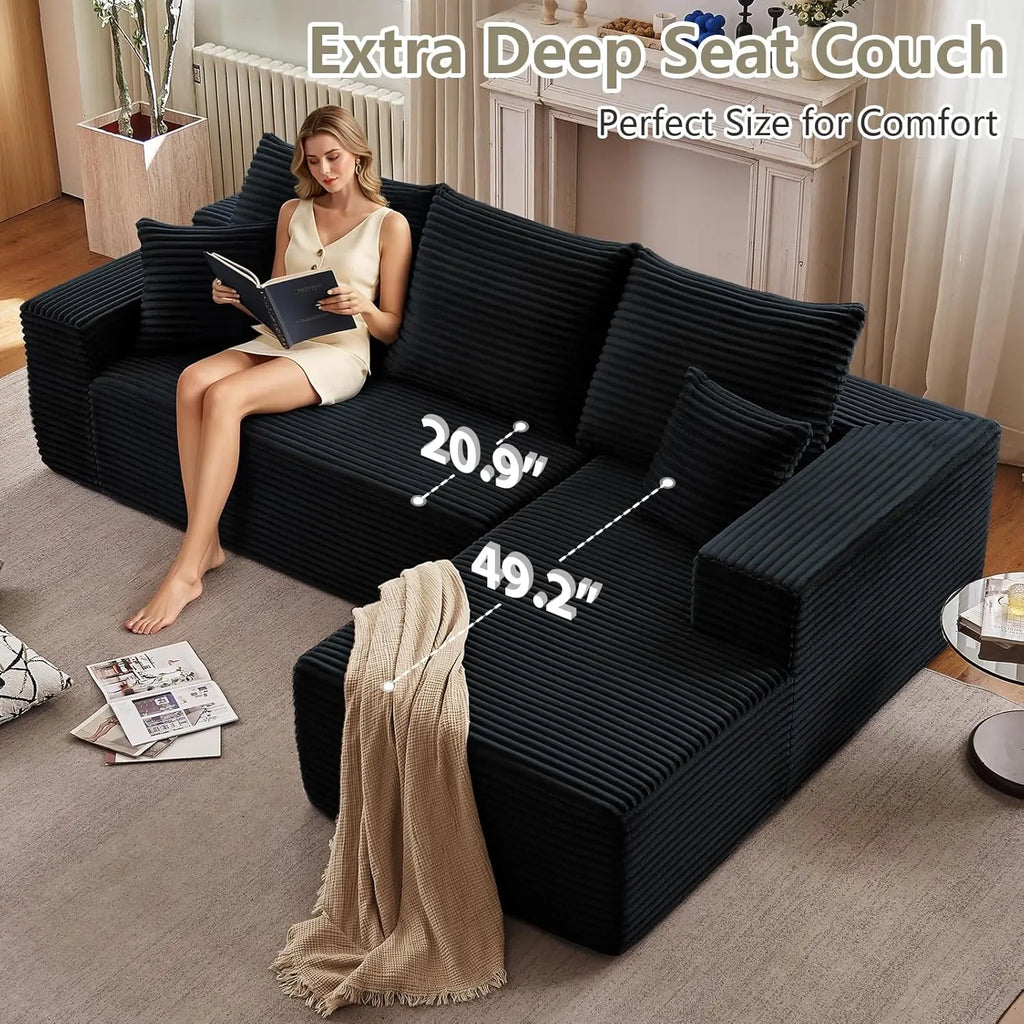107'' Comfy L-Shaped Cloud Couch with Chaise Lounge