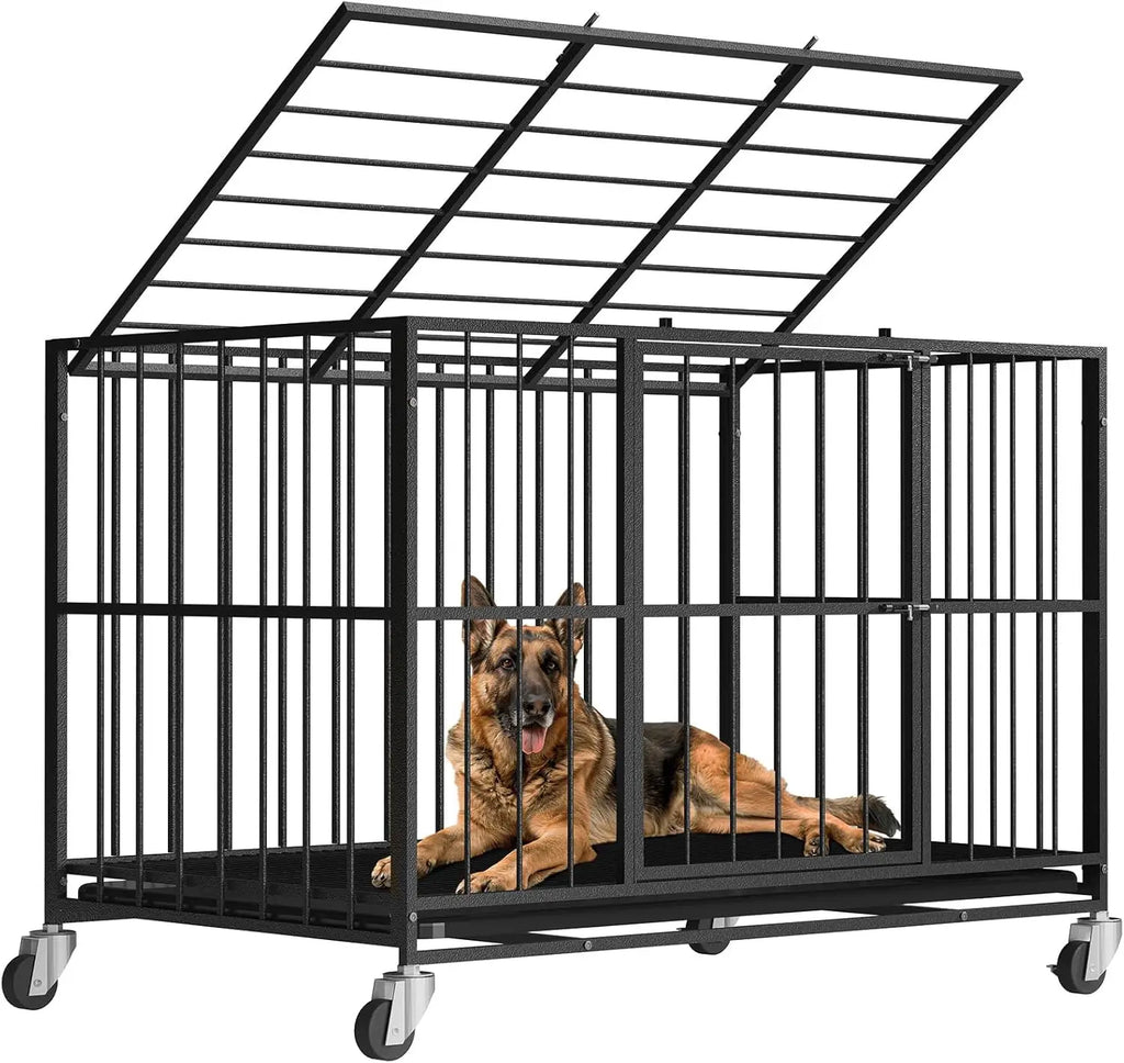 48 Inch Heavy Duty Dog Crate, Steel Escape Proof