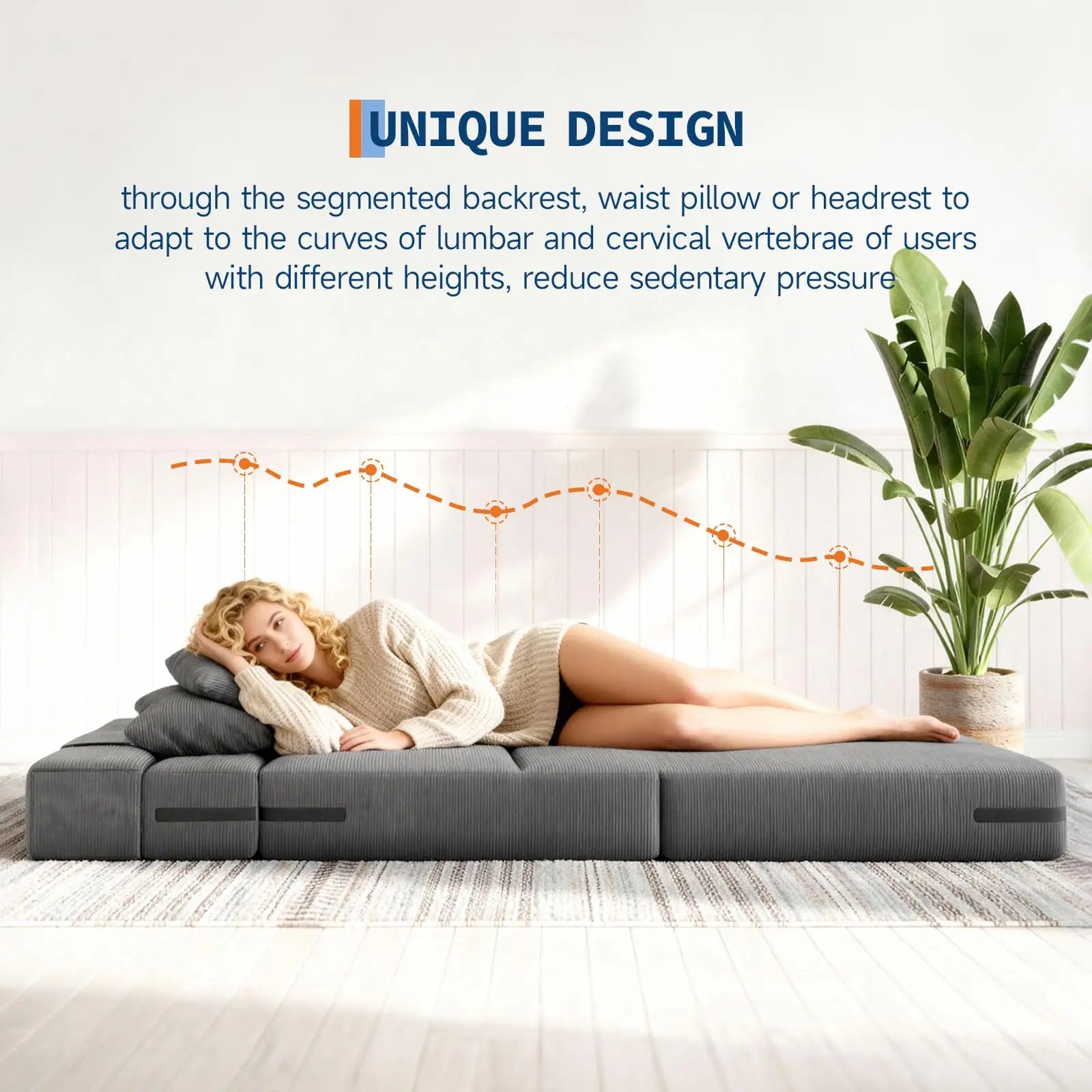 4-in-1 Folding Sofa Bed Convertible Sleeper Soft Corduroy Loveseat