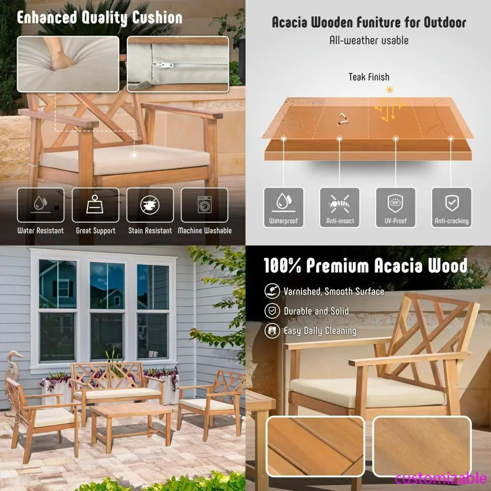 4-Piece Outdoor Patio Set With Cushions