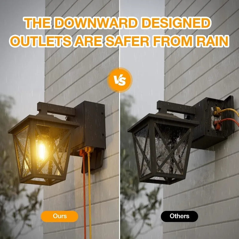Porch Lights with Outlet, Dusk to Dawn Wall Sconce