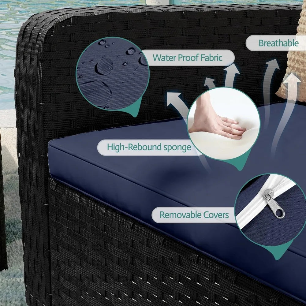 6 Piece Patio Furniture Set Wicker with Swivel & Recline Chairs