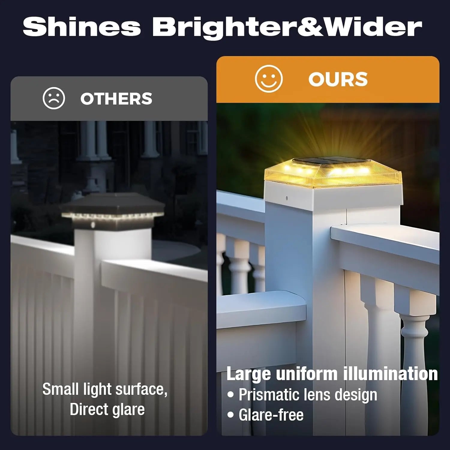 4x4 Solar Post Cap Lights, 12-Pack, Waterproof, 3 Color Modes