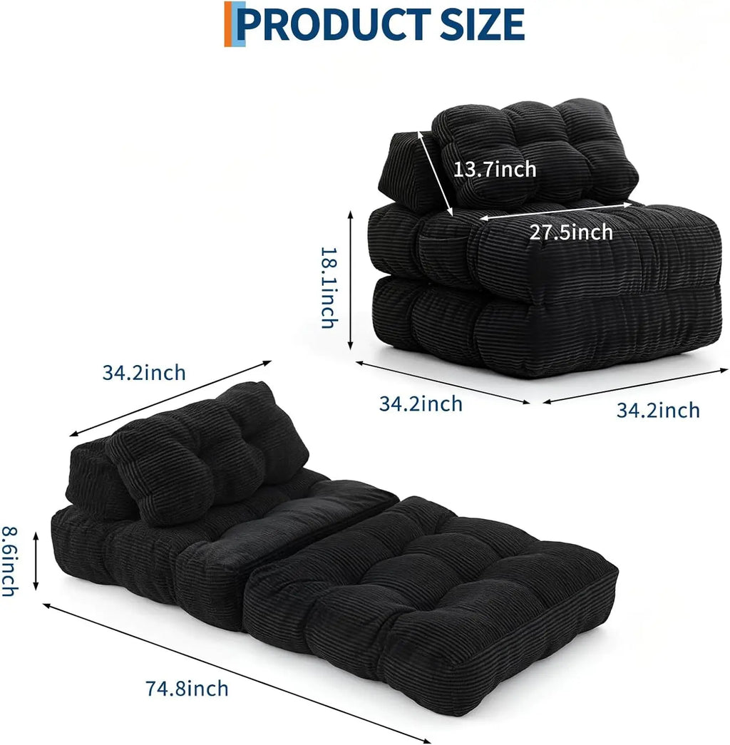 3-in-1 34" Folding Sofa Bed with Pillow Boneless Mattress