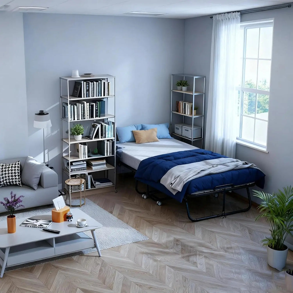 Folding Bed with Mattress, Roll Away Beds for Adults, 75" x 31"