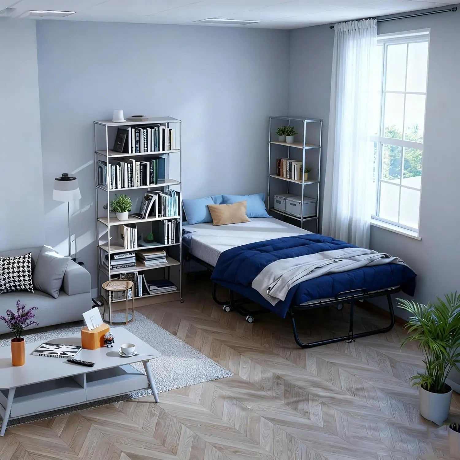 Folding Bed with Mattress, Roll Away Beds for Adults, 75" x 31"
