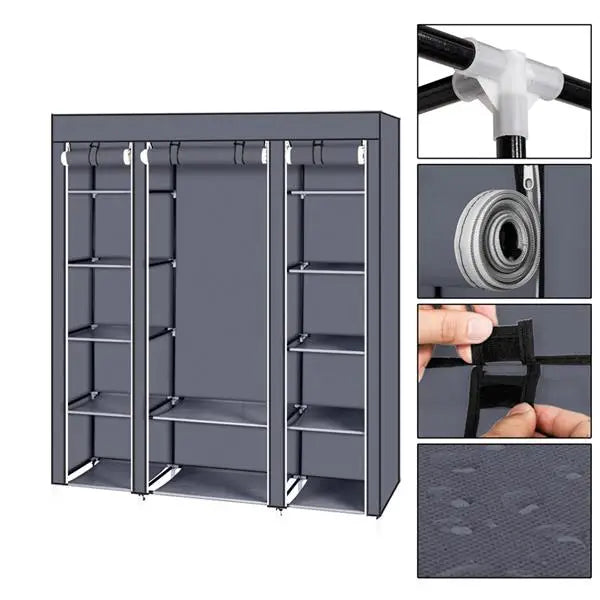 69" Portable Clothes Closet Wardrobe Storage Organizer