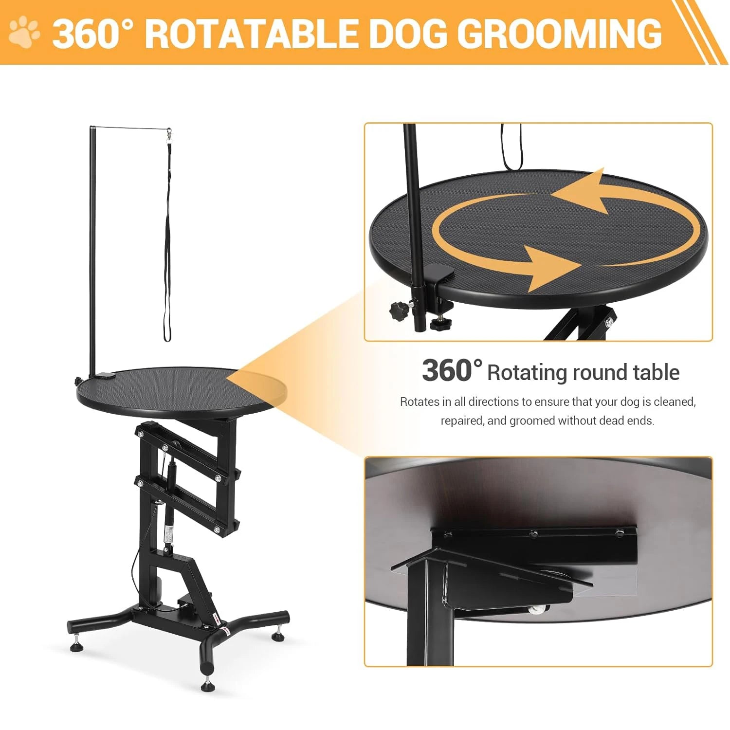 24in Hydraulic Lift Dog Grooming Table 360° Rotating