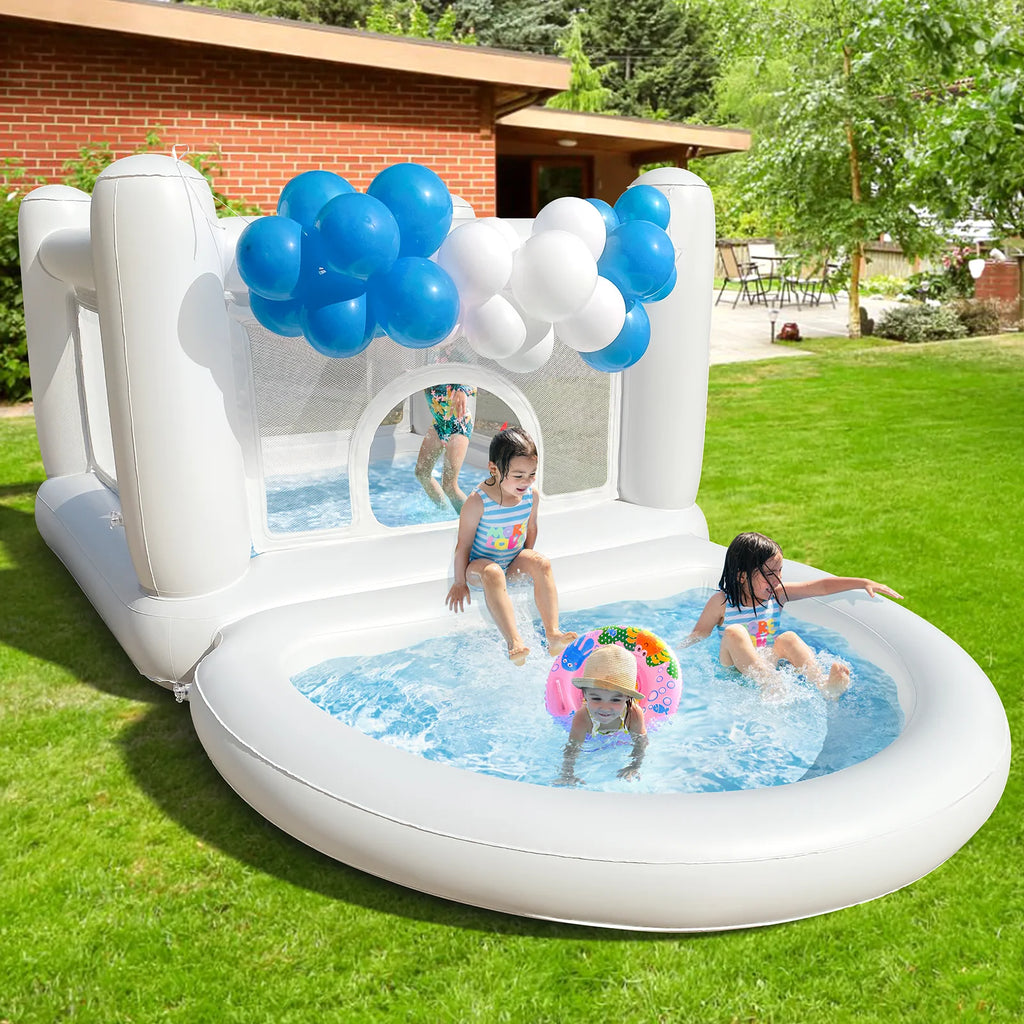 White Bounce House with Pump Kids Ball Pit