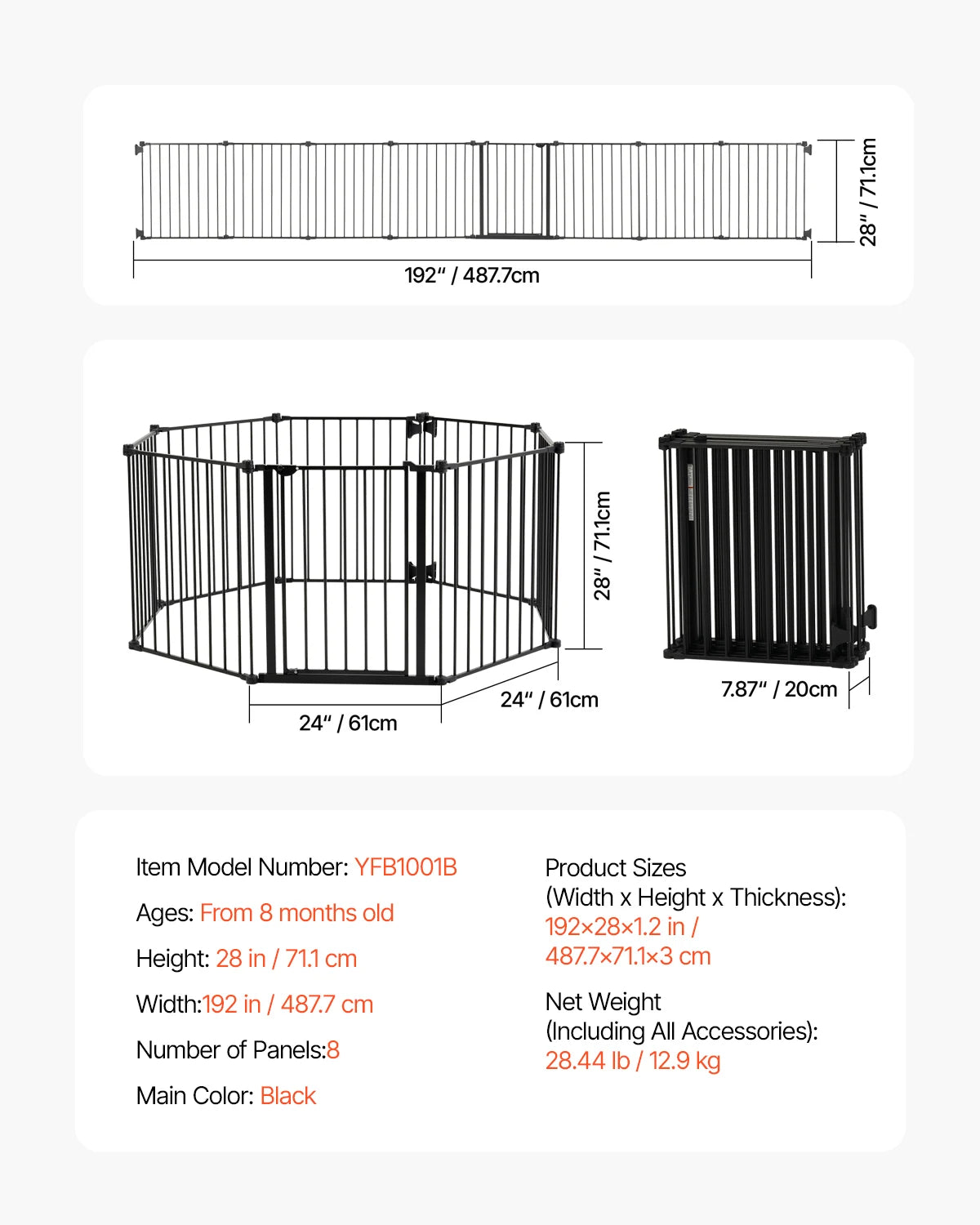 Baby Gate 28/30/36 Inches High Baby Gate