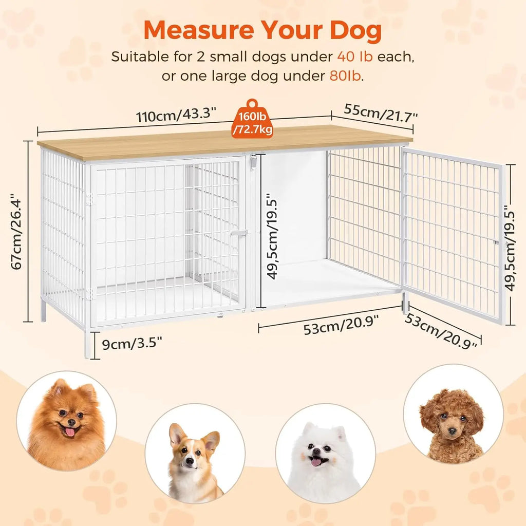 Double Dog Crate Furniture with Removable Divider