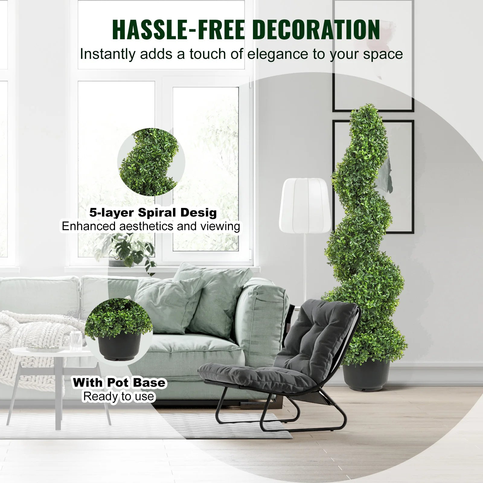 Artificial Boxwood Tower Topiary Spiral Artificial Plant 36/48in high