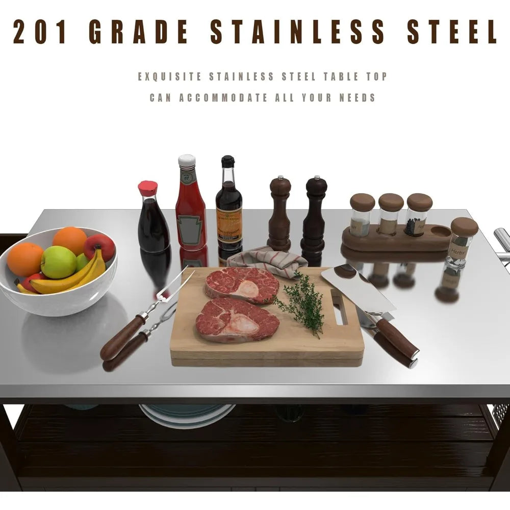 Outdoor Storage Cabinet Solid Wood Prep Grill Table