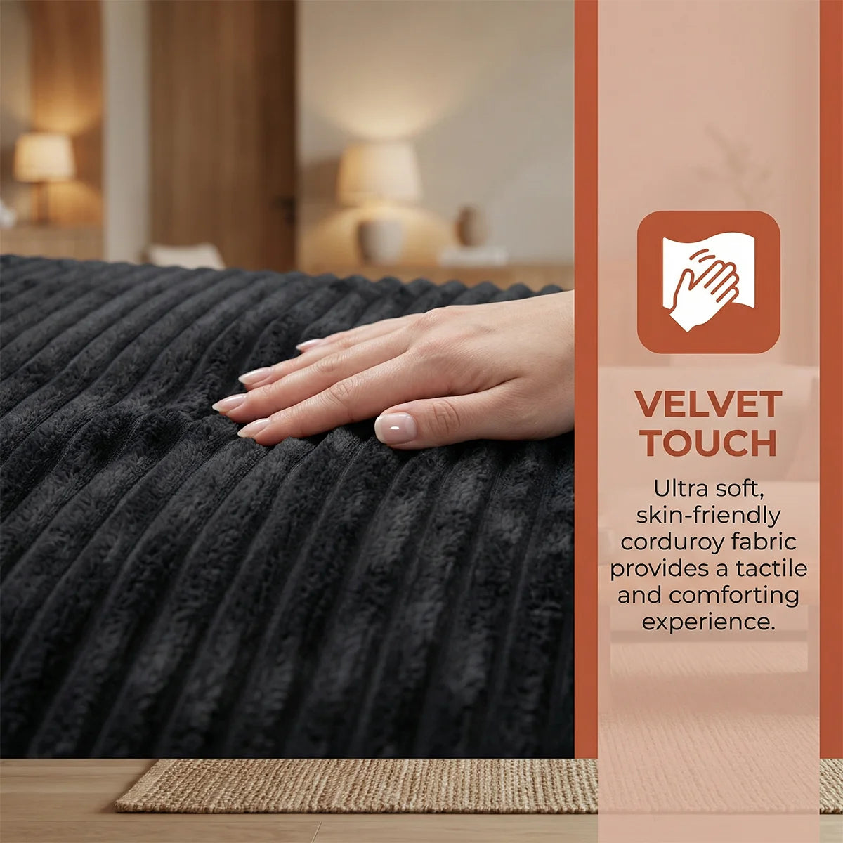 95" L-Shaped Sofa Chaise Rabbit Fleece Upholstery