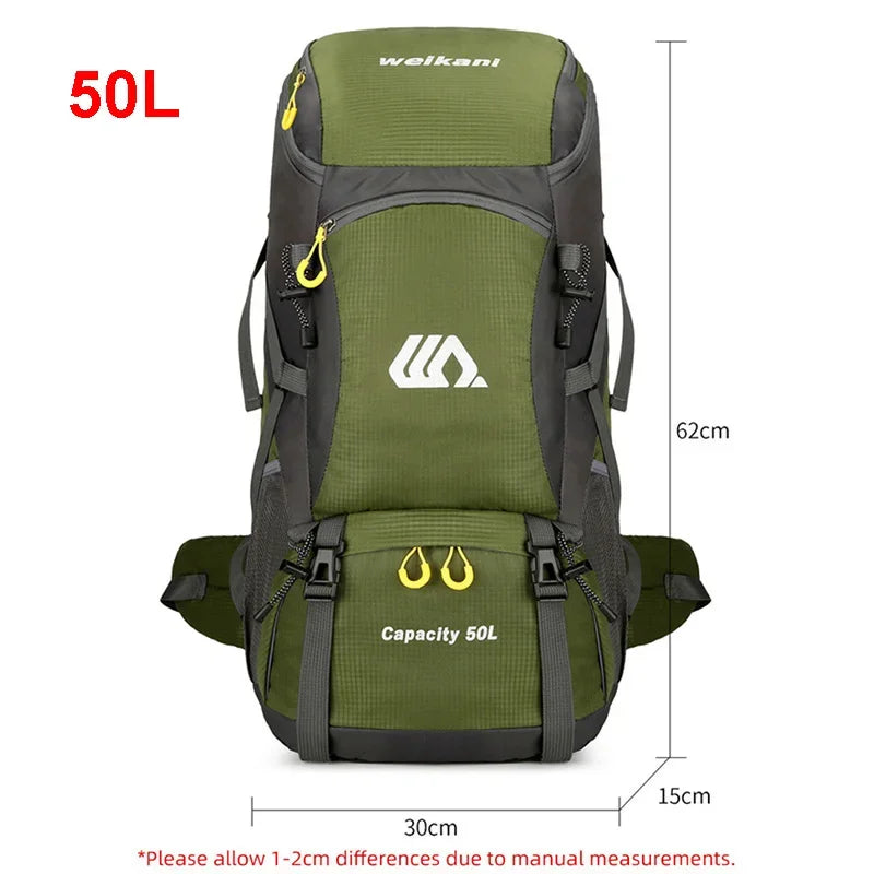 50L Travel Backpack Waterproof Camping And Hiking Bag For Men