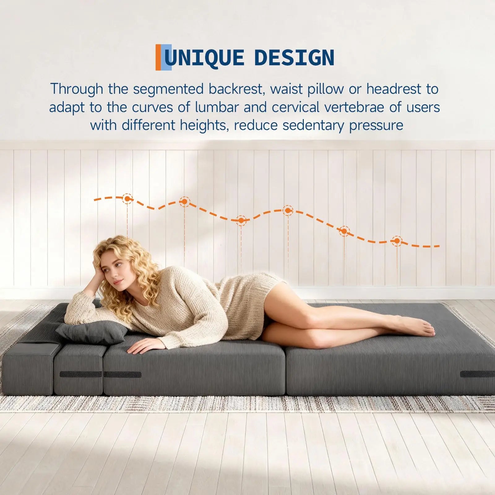 4-in-1 Folding Sofa Bed Convertible Sleeper Soft Corduroy Loveseat Couch With Pillow Space-Saving Fold Out Chair Bed For Room