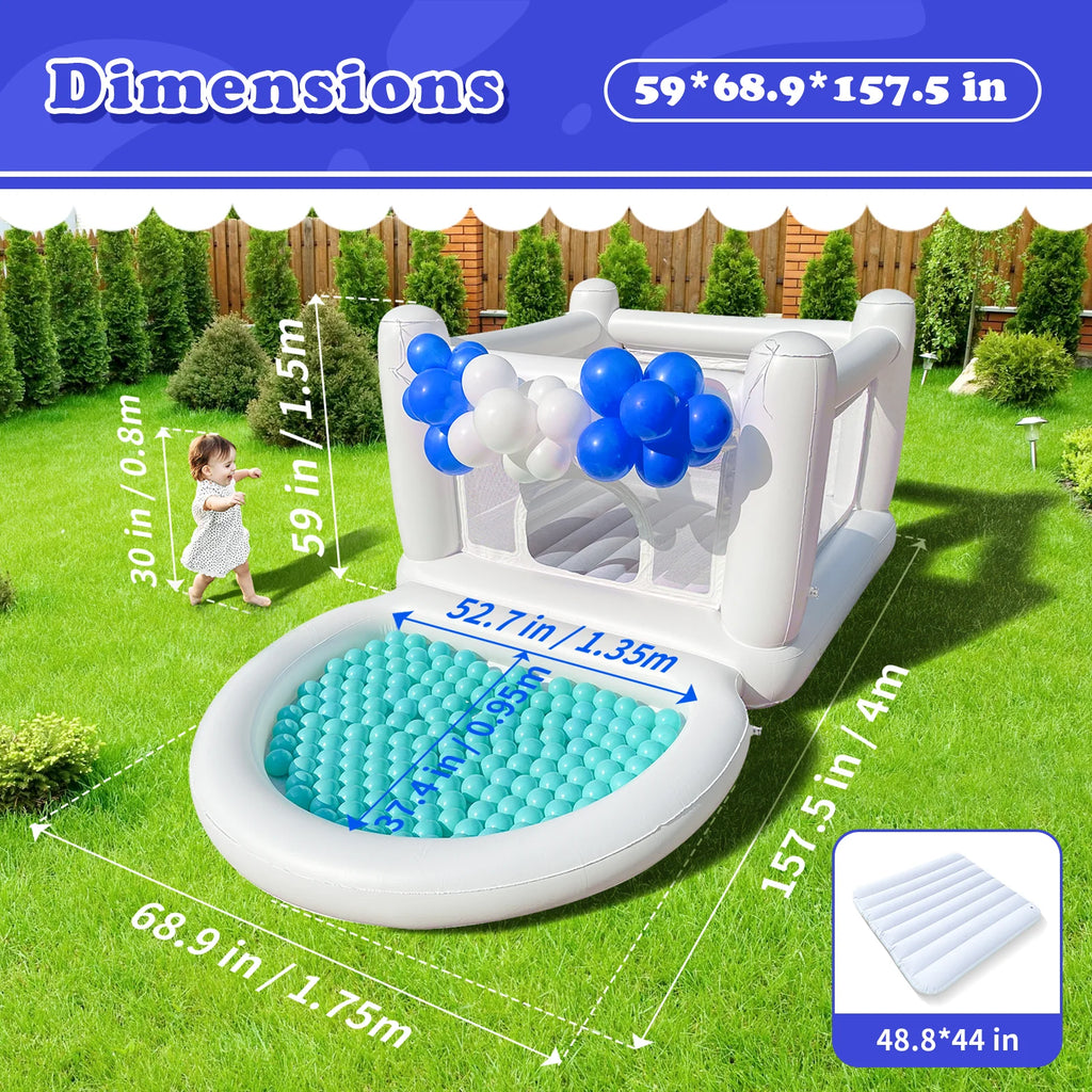 White Bounce House with Pump Kids Ball Pit