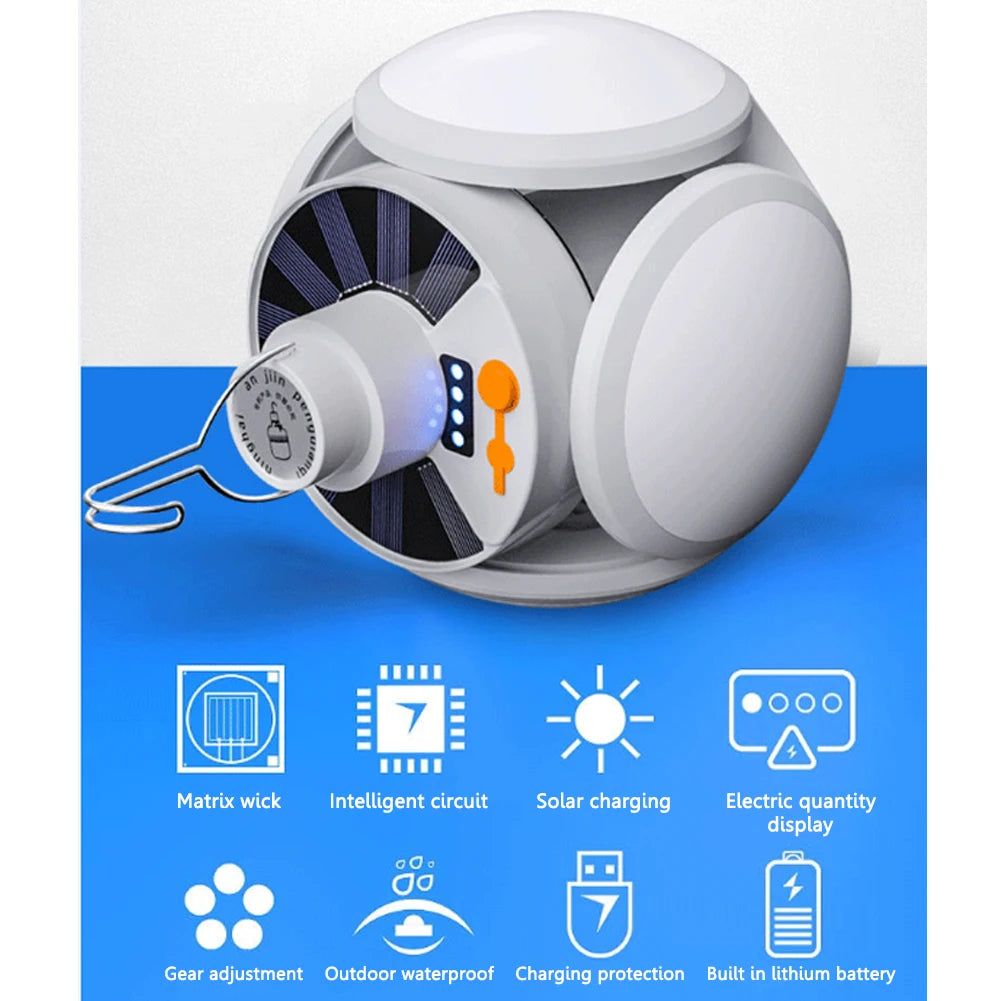 LED 5 Gear Solar Camping Light Bulb Rechargeable