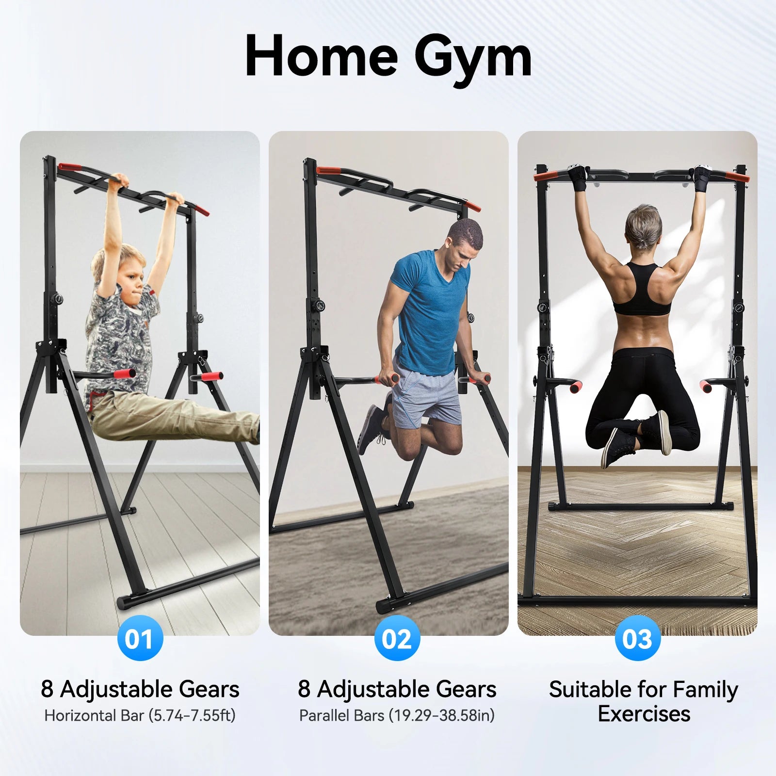 Adjustable Pull Up Bar, 200kg Load Foldable Home Gym