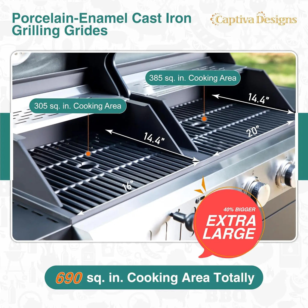 Propane Gas Grill and Charcoal Grill Combo with Side Burner