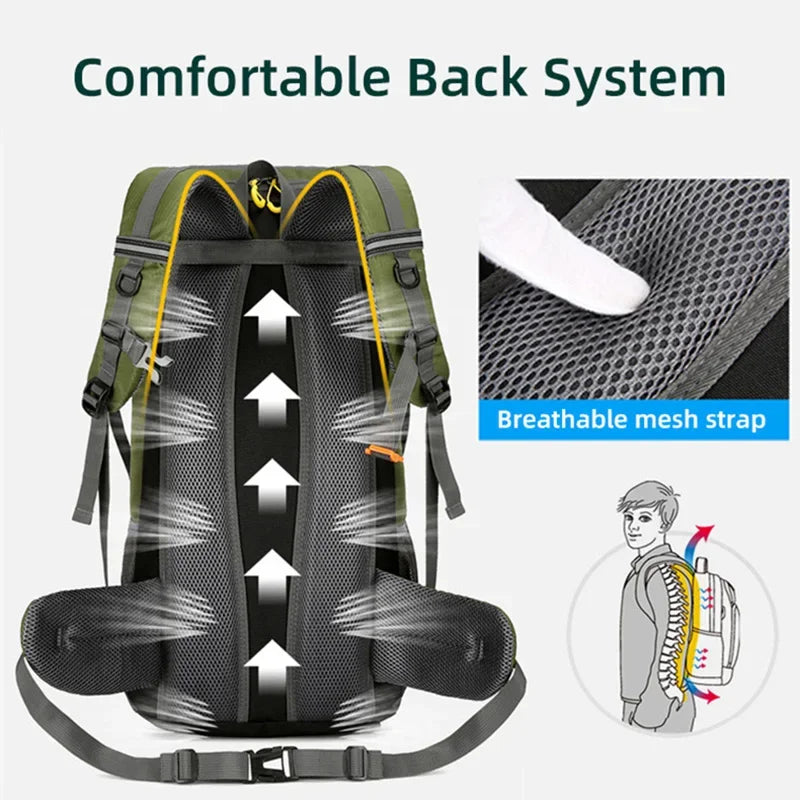 50L Travel Backpack Waterproof Camping And Hiking Bag For Men
