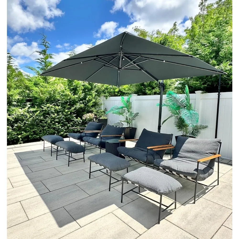 9' X 11.5' Patio Umbrella Outdoor Cantilever Rectangle Aluminum Offset