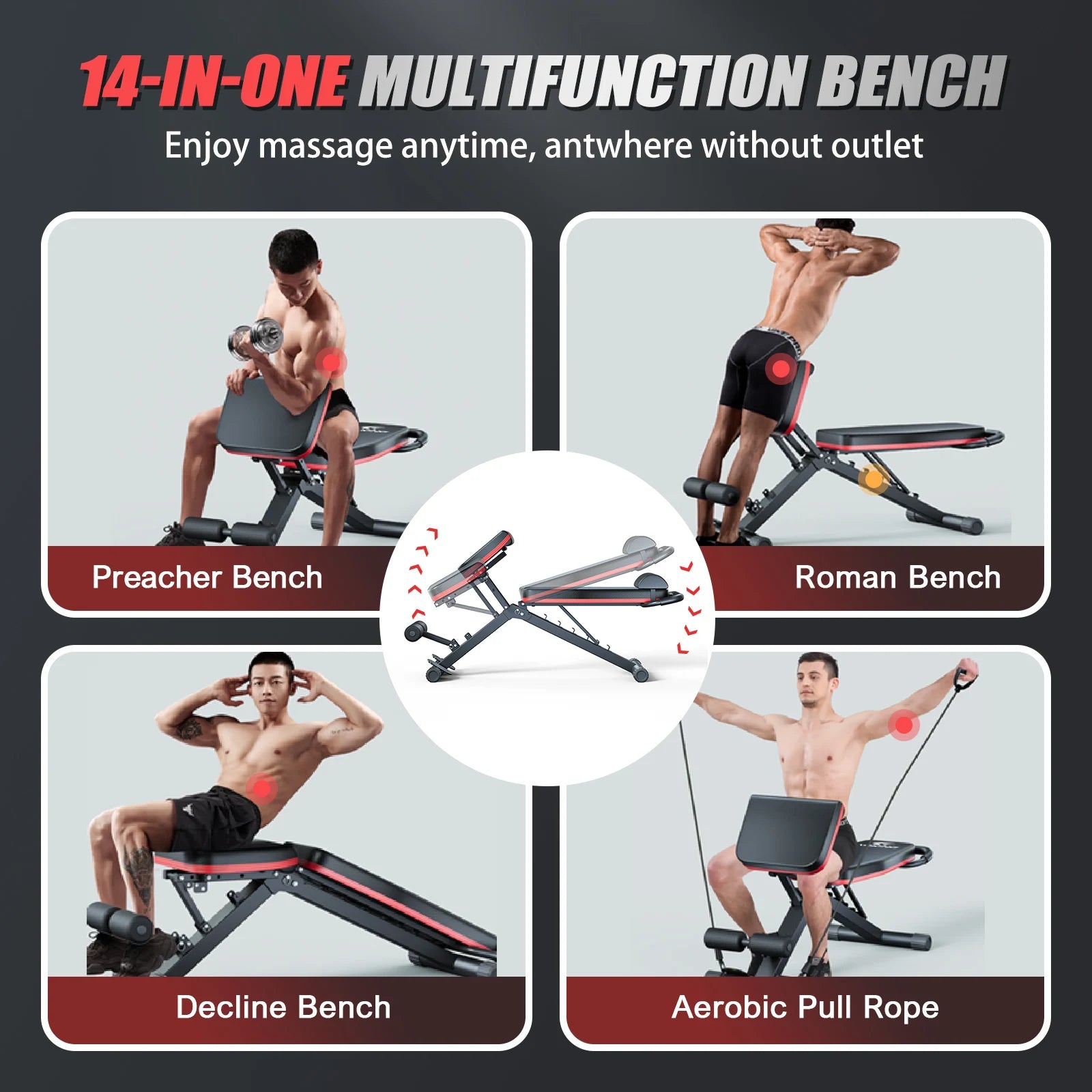 Weight Bench Foldable 14-in-1 Dumbbell Bench 1000lbs