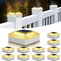 4x4 Solar Post Cap Lights, 12-Pack, Waterproof, 3 Color Modes