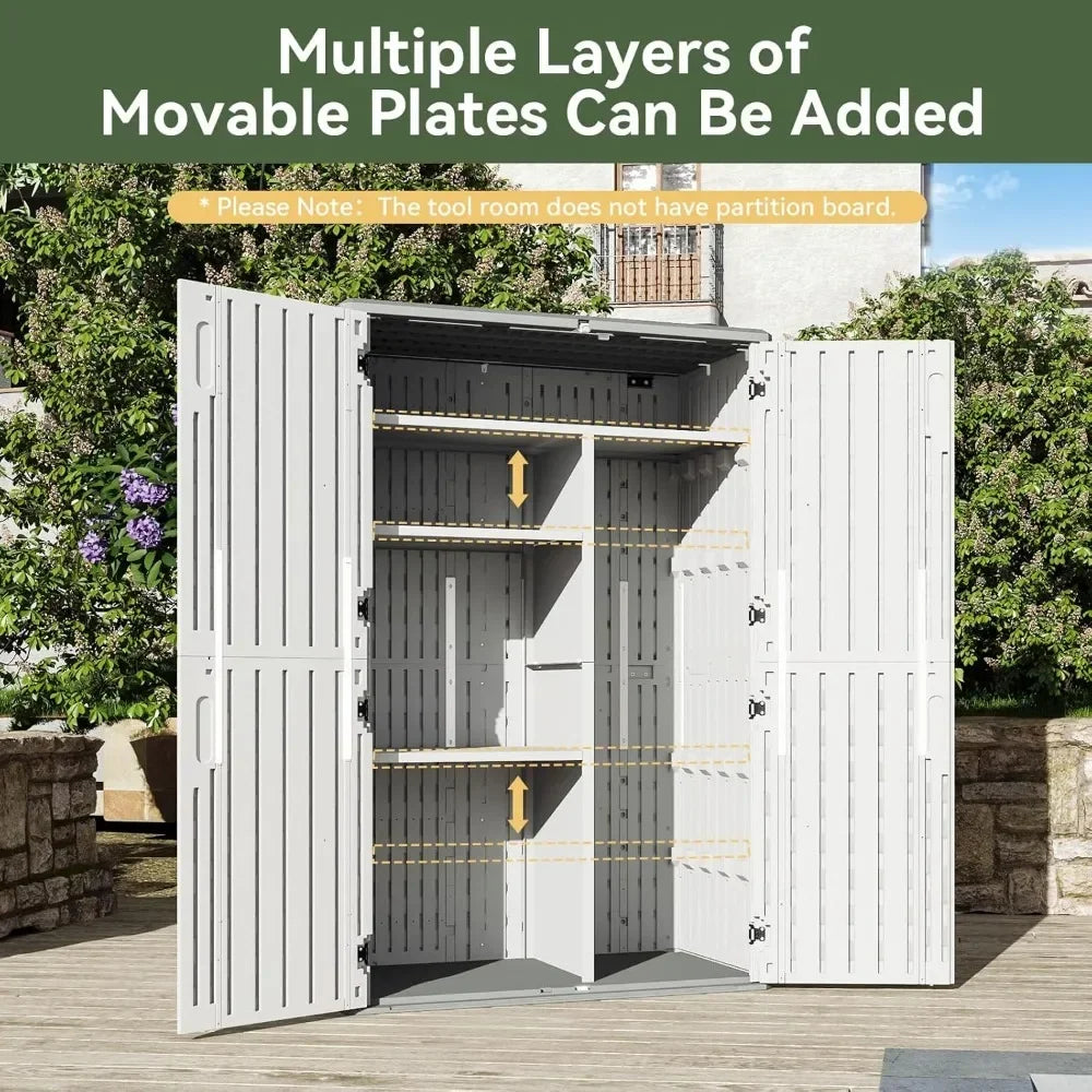 Outdoor Storage Shed, 64 Cu Ft Vertical Sheds with Floor