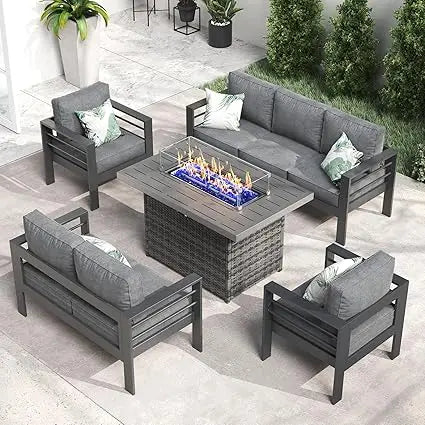 Aluminum Furniture Set with Fire Pit Table