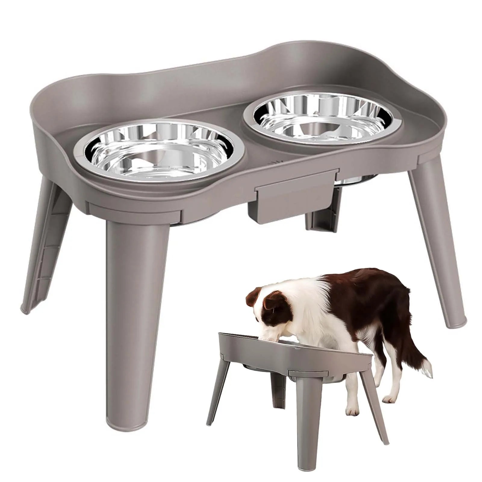 Raised Stand Elevated Dog Feeder Non-Slip and No Spill