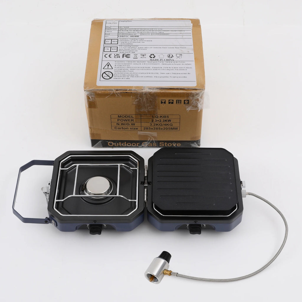 Camping Stove with Grill Pan Foldable With 2-Burners