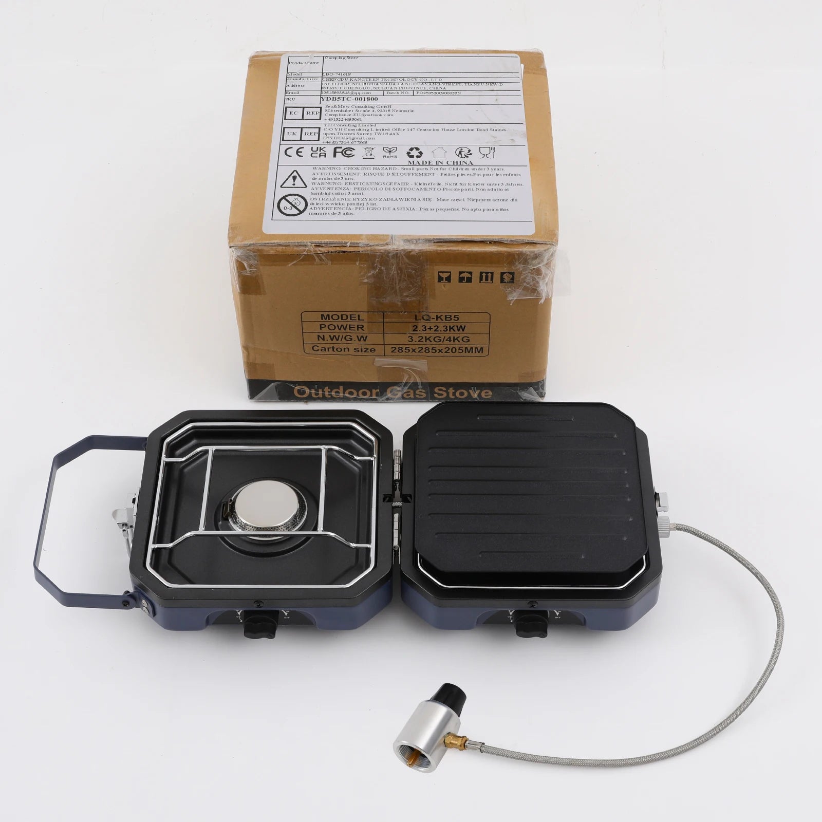 Camping Stove with Grill Pan Foldable With 2-Burners